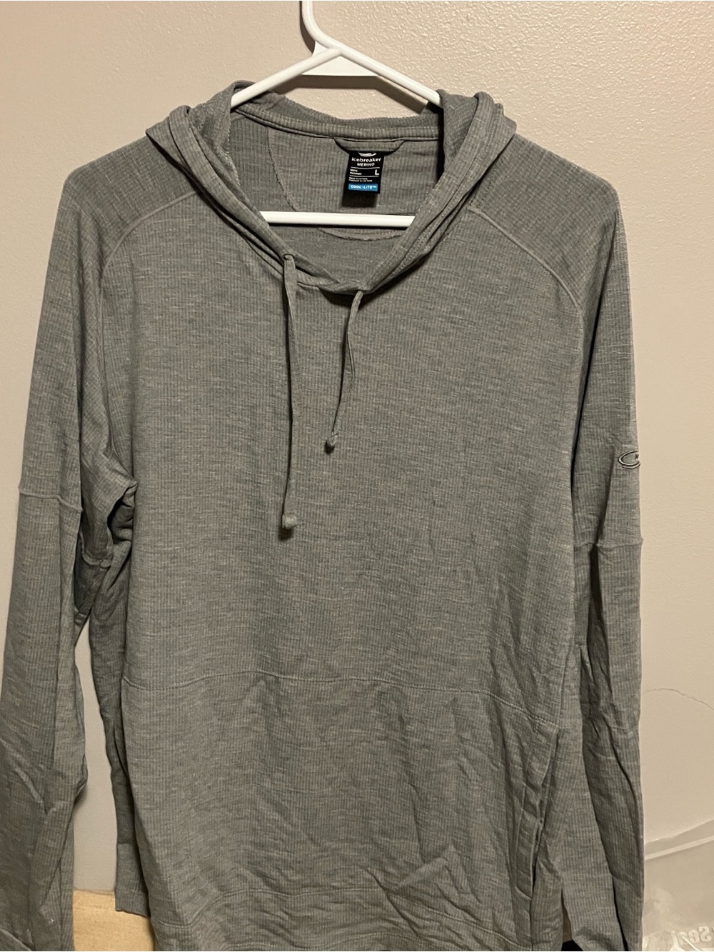 Icebreaker Men's Gray Waffle-Knit cool lite merino wool